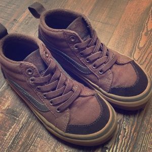 Brown high top slip on vans